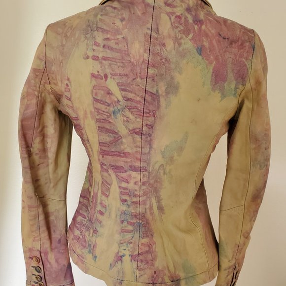 Vince Leather Moto Jacket blazer beige tan blue brown gray purple khaki 2 4 6